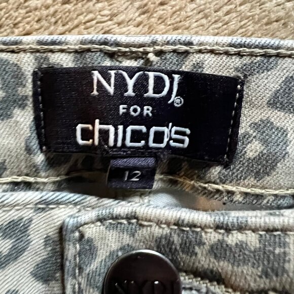 NYDJ Chico's Women 12‎ Skinny Ankle Jeans Jegging Lift Tuck Cheetah Animal (R) - Picture 7 of 10